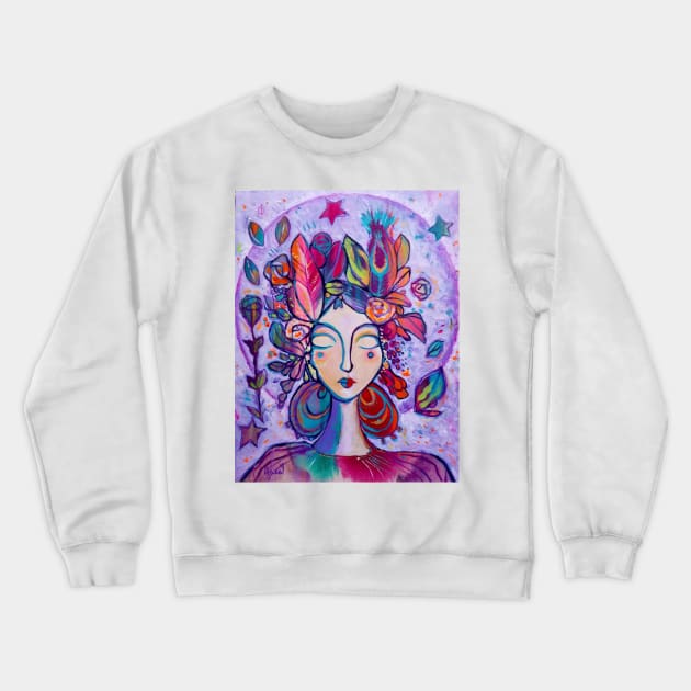 Lavender Goddess Crewneck Sweatshirt by gaea